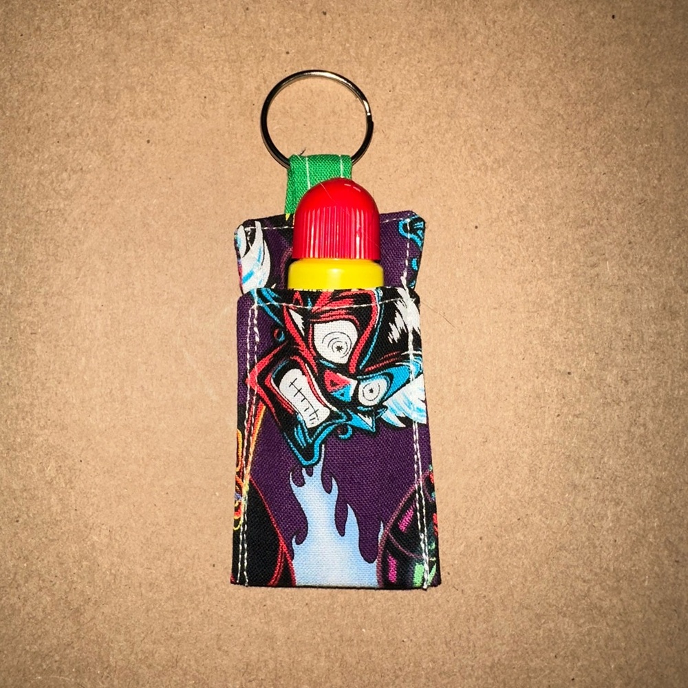 Handmade lip balm holder keychain- Disney Villains print